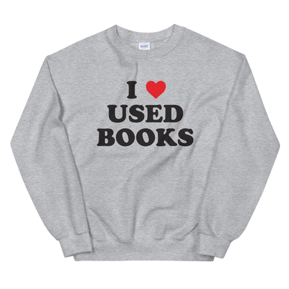 i love used books heart sweatshirt unisex