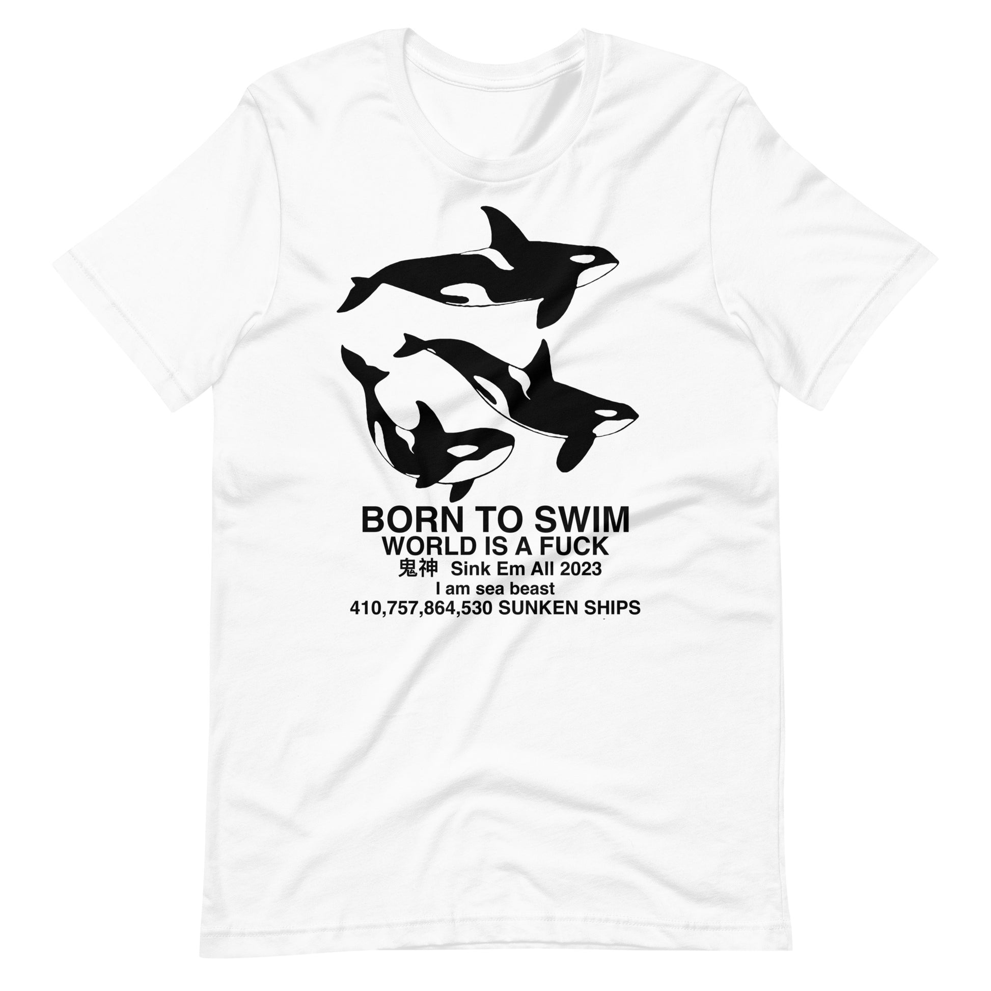 born to swim orca tee sink boats